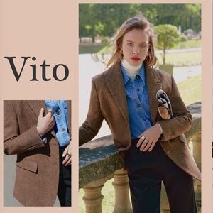 NWT Petite Stuio Vito Blazer Walnut Small